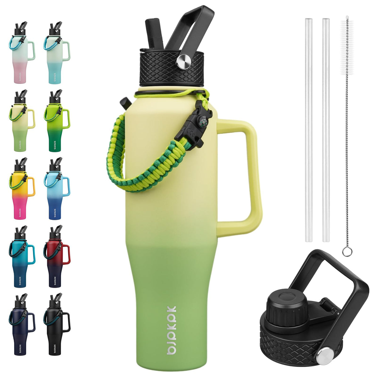 BJPKPK insulated bottle with straw lid for on-the-go hydration