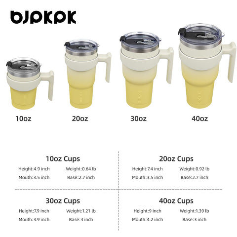 BJPKPK insulated tumbler fits most car cup holders for travel.
