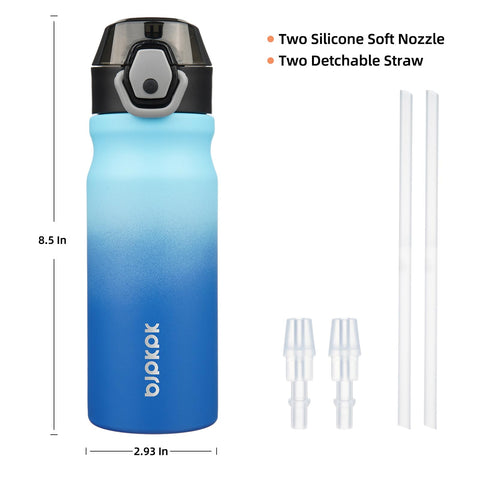 BJPKPK bottle features removable straw and silicone spout for easy cleaning.