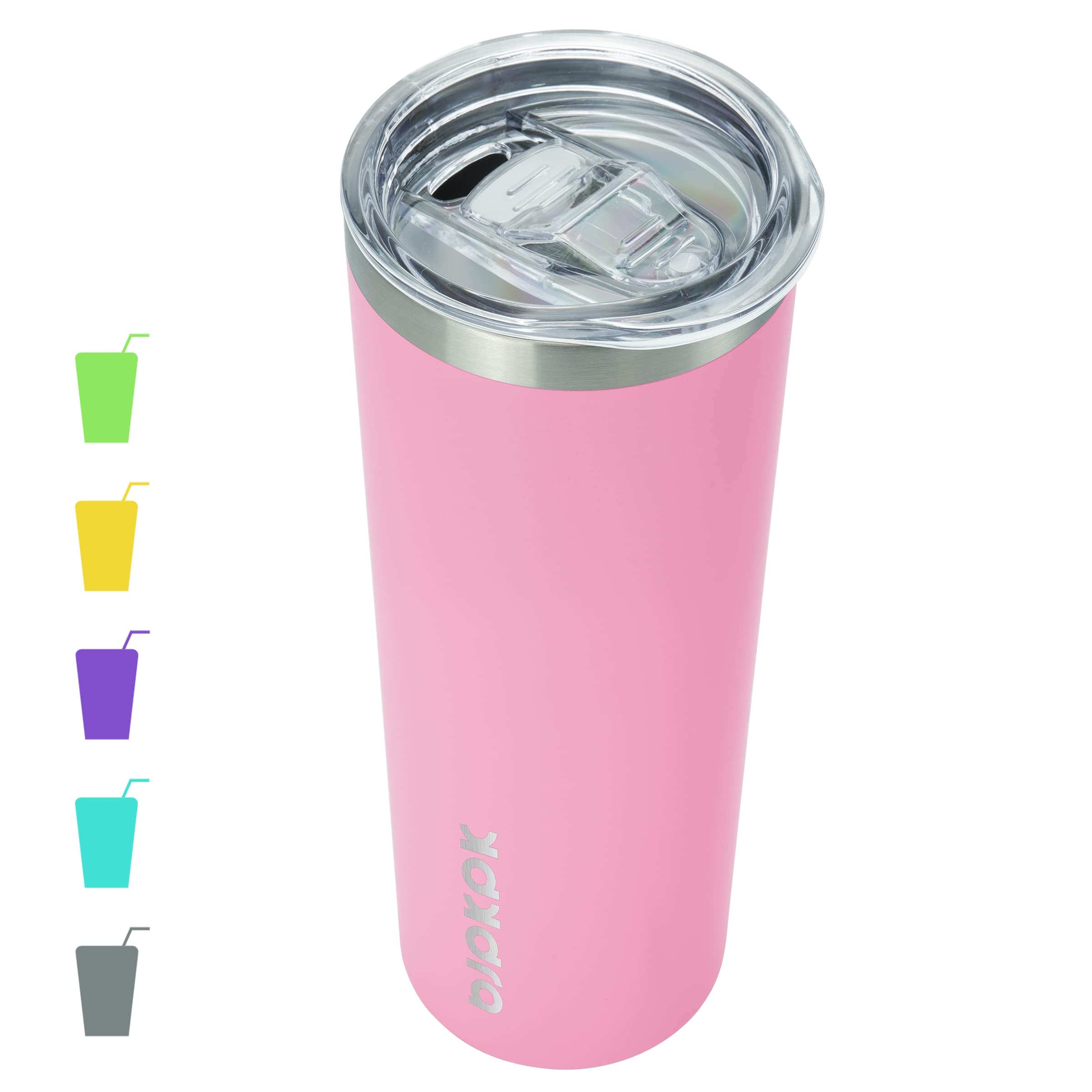 BJPKPK skinny insulated tumbler with lid, perfect for hot coffee on the go.