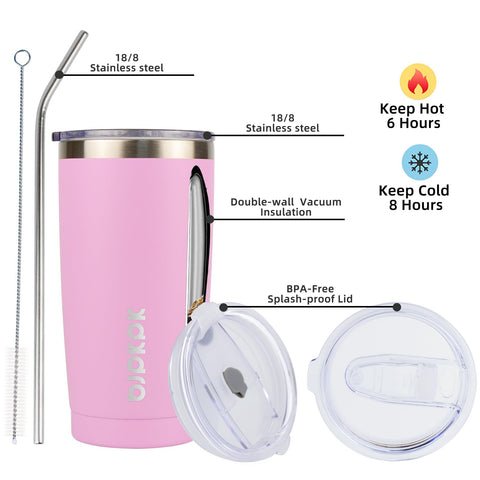 BJPKPK stainless steel 18/8 vacuum tumbler keeps beverages hot or cold.