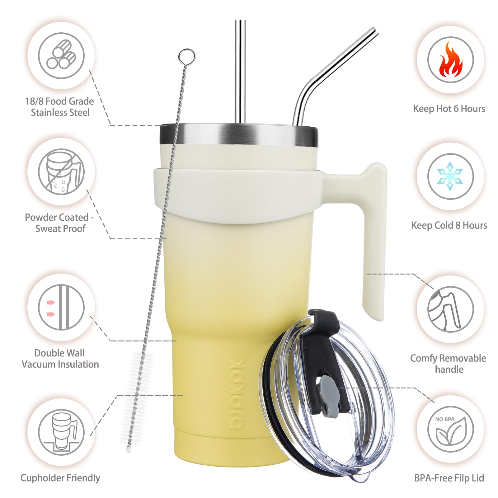 BJPKPK tumbler with straw lid offers dual sipping options for daily use.