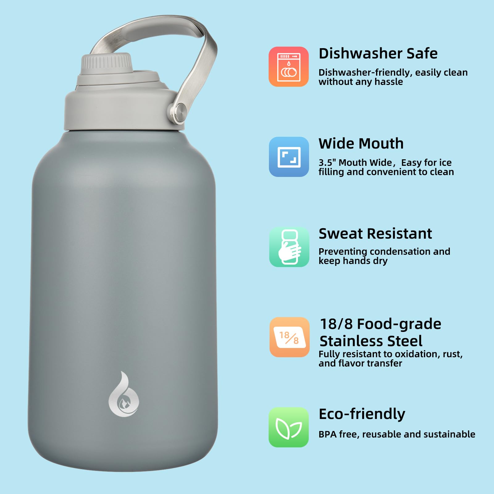 BJPKPK dishwasher-safe bottle for easy cleaning after workouts and hikes.