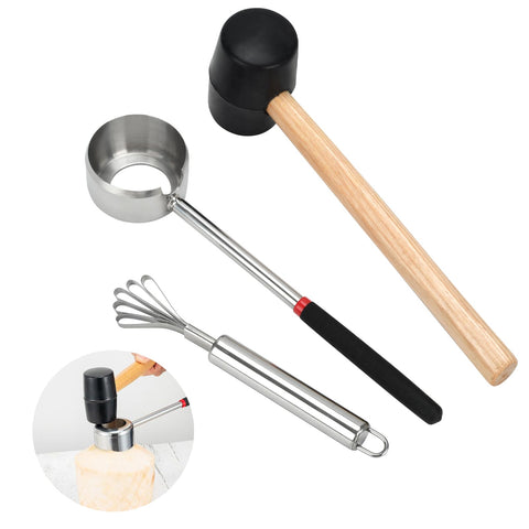 BJSSBJH coconut opener tool set with steel blades for easy coconut prep