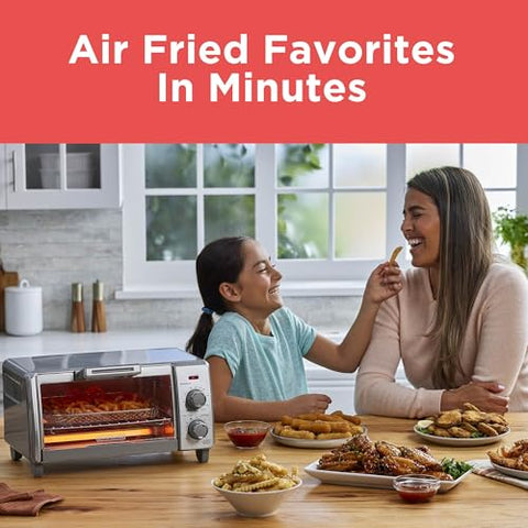 BLACK+DECKER Air Fry Mesh Tray enables fast, oil-light crisp results.