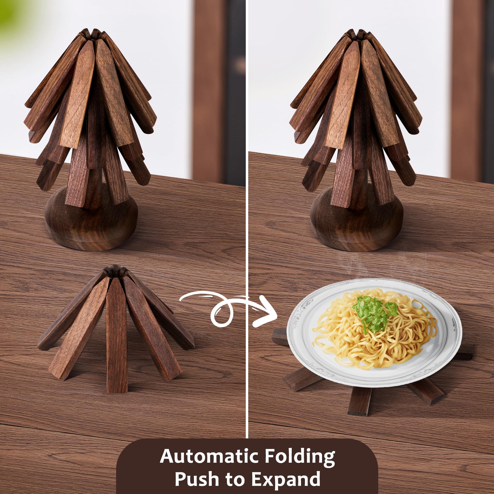 Black Walnut Trivets arranged as Christmas tree set for table display