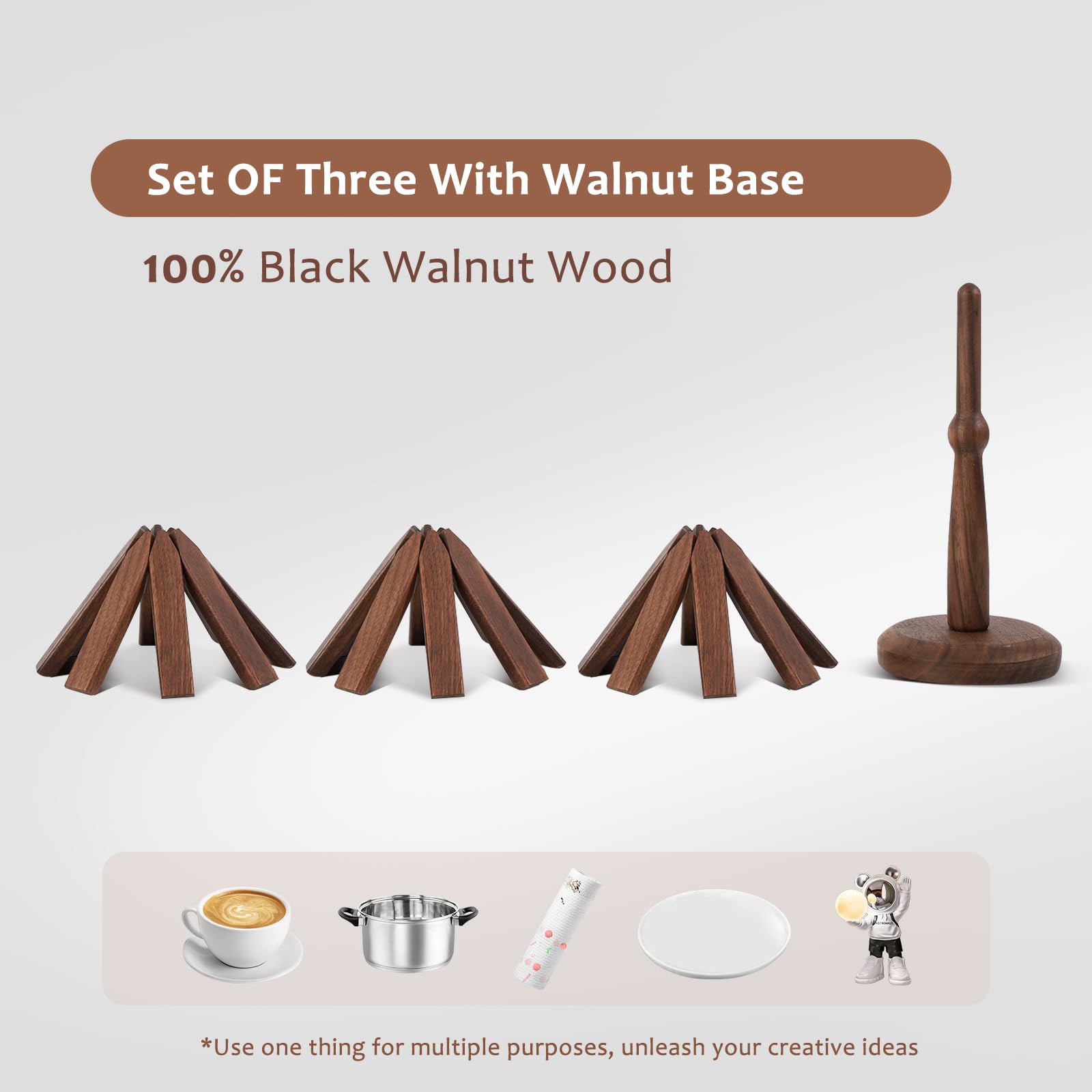 Black Walnut Trivets used as coasters for teapots and hot pots