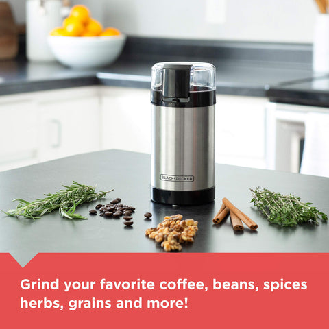 BLACK+DECKER One Touch Coffee Grinder capacity of 2/3 cup shown