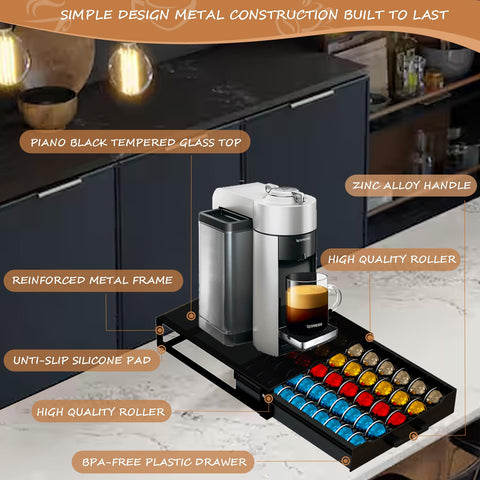 BLACKSMITH FAMILY Deluxe black tempered glass top adds modern kitchen style