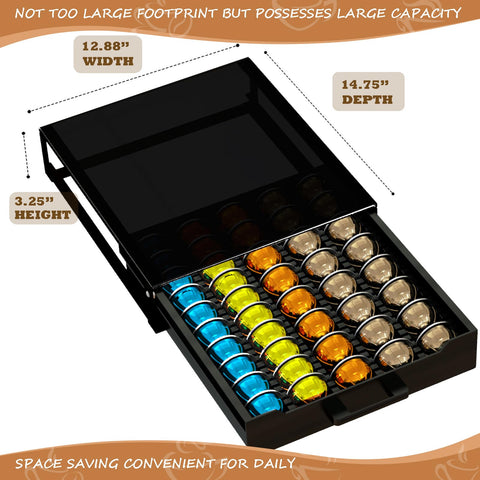 BLACKSMITH FAMILY Vertuo Drawer open demonstrates smooth sliding access to flavors