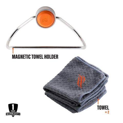 Magnetic attachment on Blackstone 5300 secures towels to ferrous surface for clutter-free prep