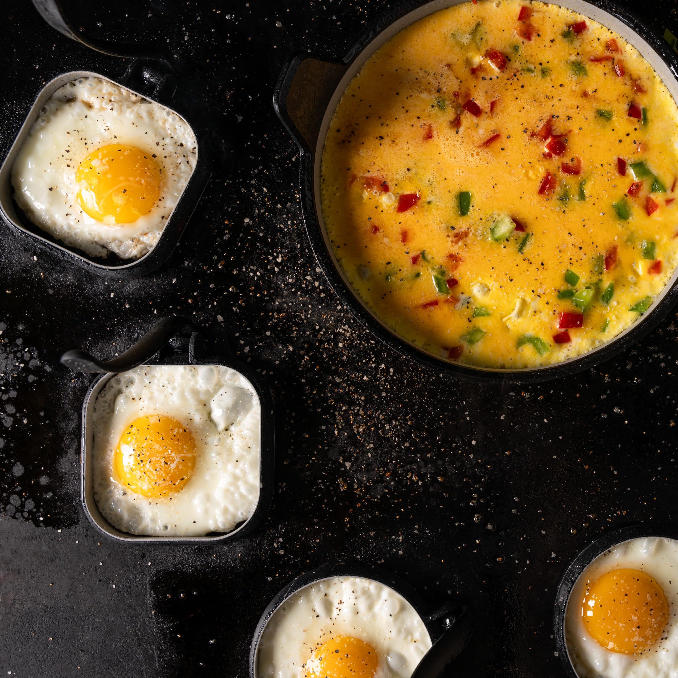 Blackstone Egg Ring Kit on griddle for even cooking