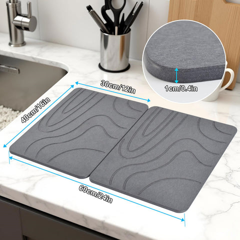 Blaithom stone drying mat on counter drying dishes efficiently.