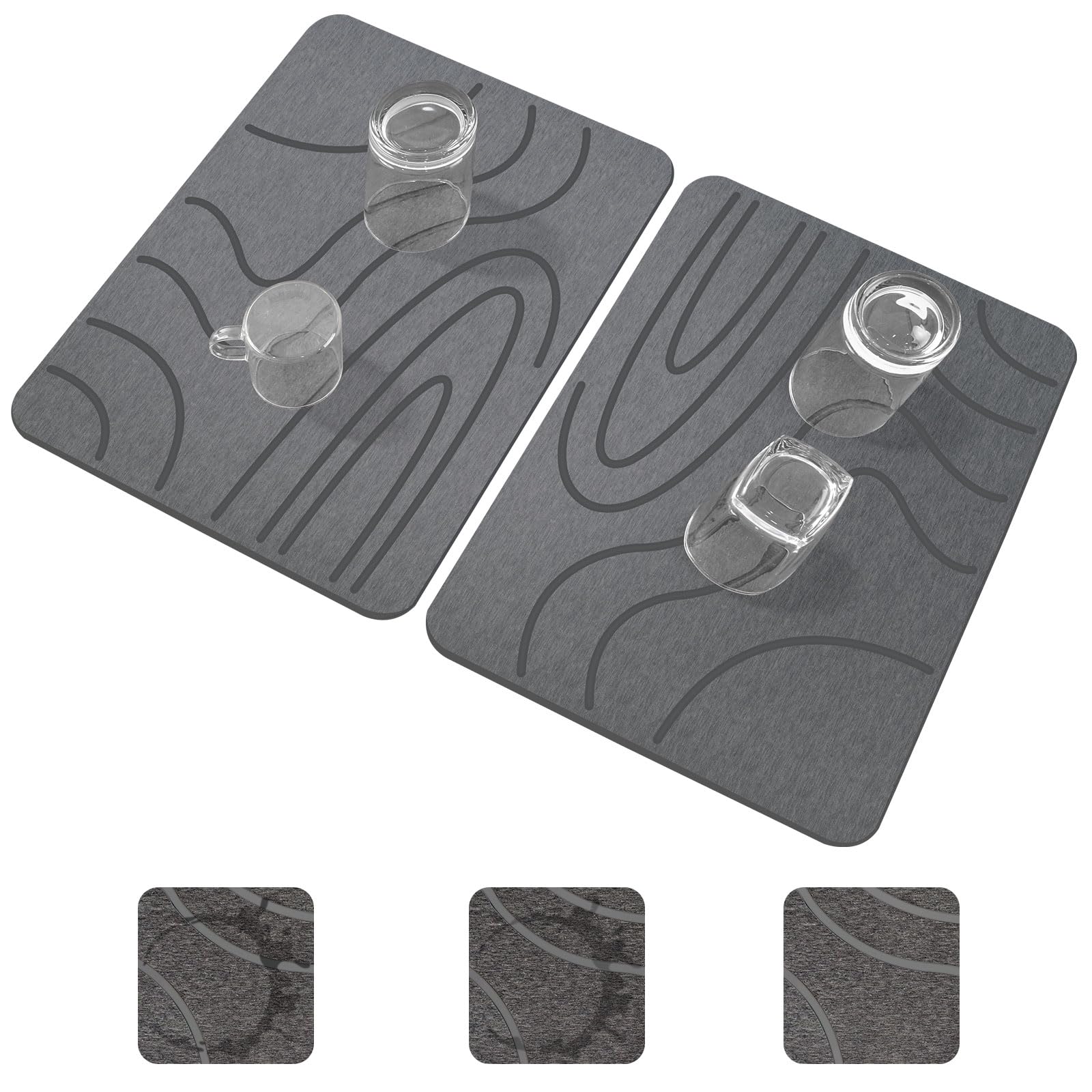 Blaithom stone drying mat front view on counter for fast drying.