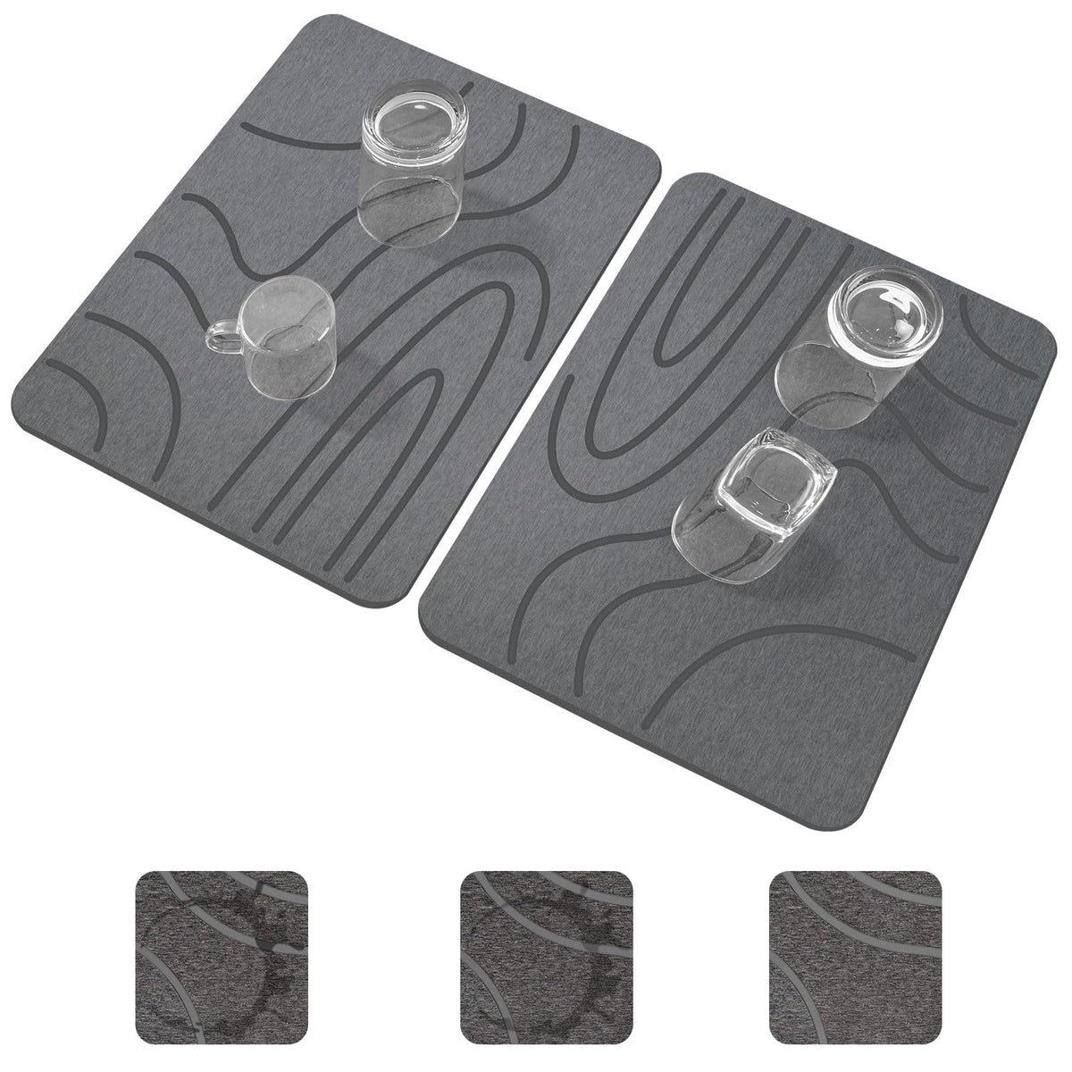 Blaithom stone drying mat front view on counter for fast drying.