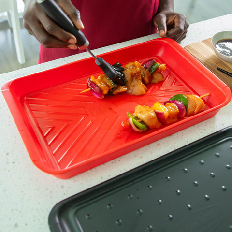 BLAZIN' GRILL stackable design saves cabinet space and streamlines prep.