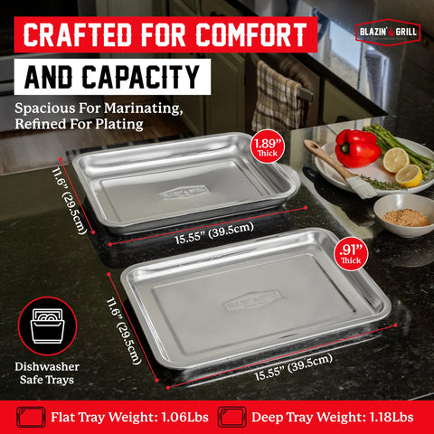 Blazin' Grill deep tray for raw or marinated foods to prevent cross-contact.