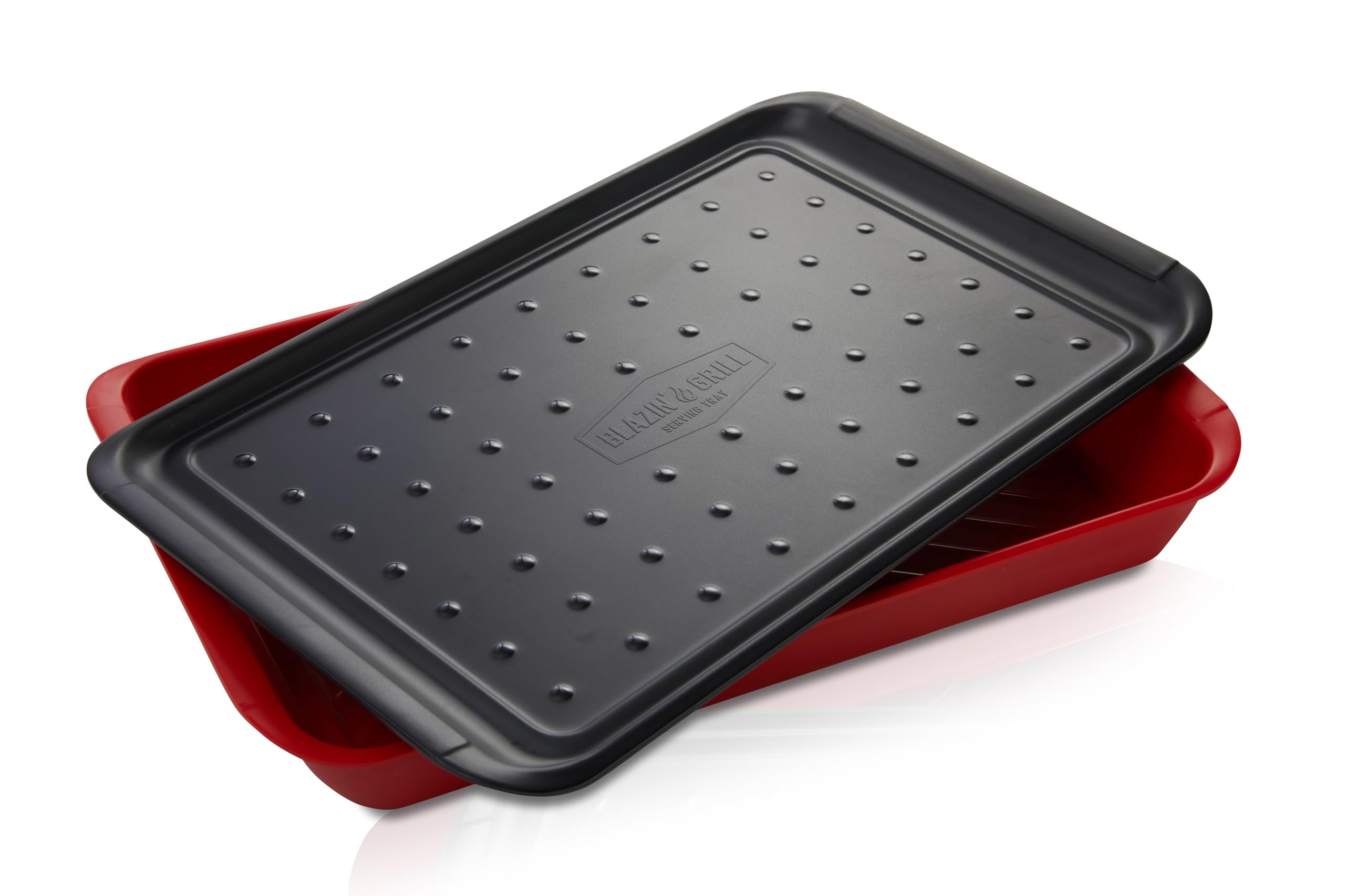 BLAZIN' GRILL melamine trays withstand grilling heat while staying sturdy.
