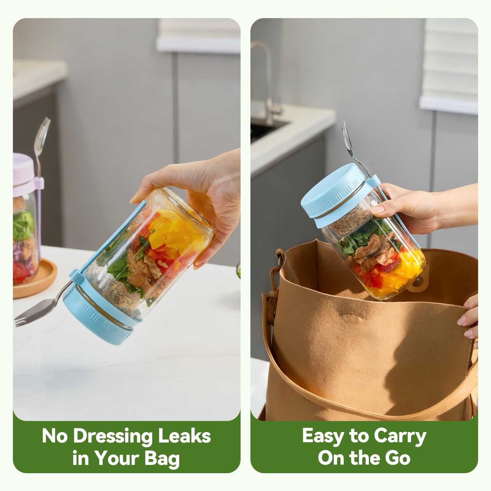 BLAZPATH Glass salad jar is dishwasher-safe for quick cleanup.