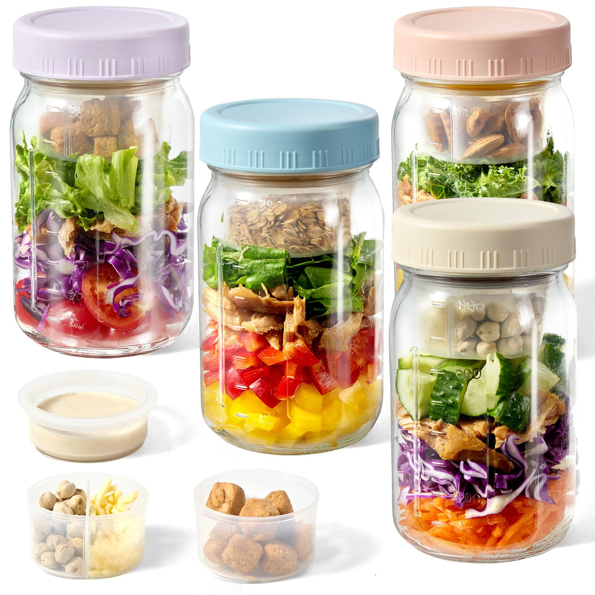 Blazpath Salad Pod Mason Jar with dressing cup, ideal for portable salads.