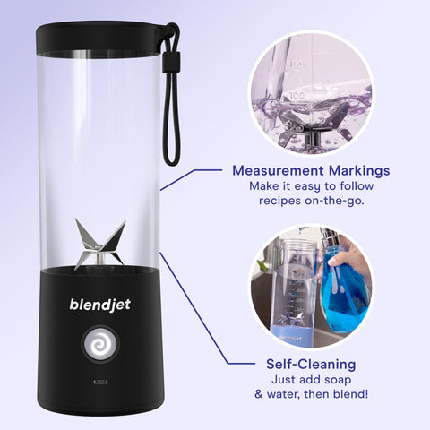 BlendJet 2 mint self-cleaning cycle demonstrates fast cleanup