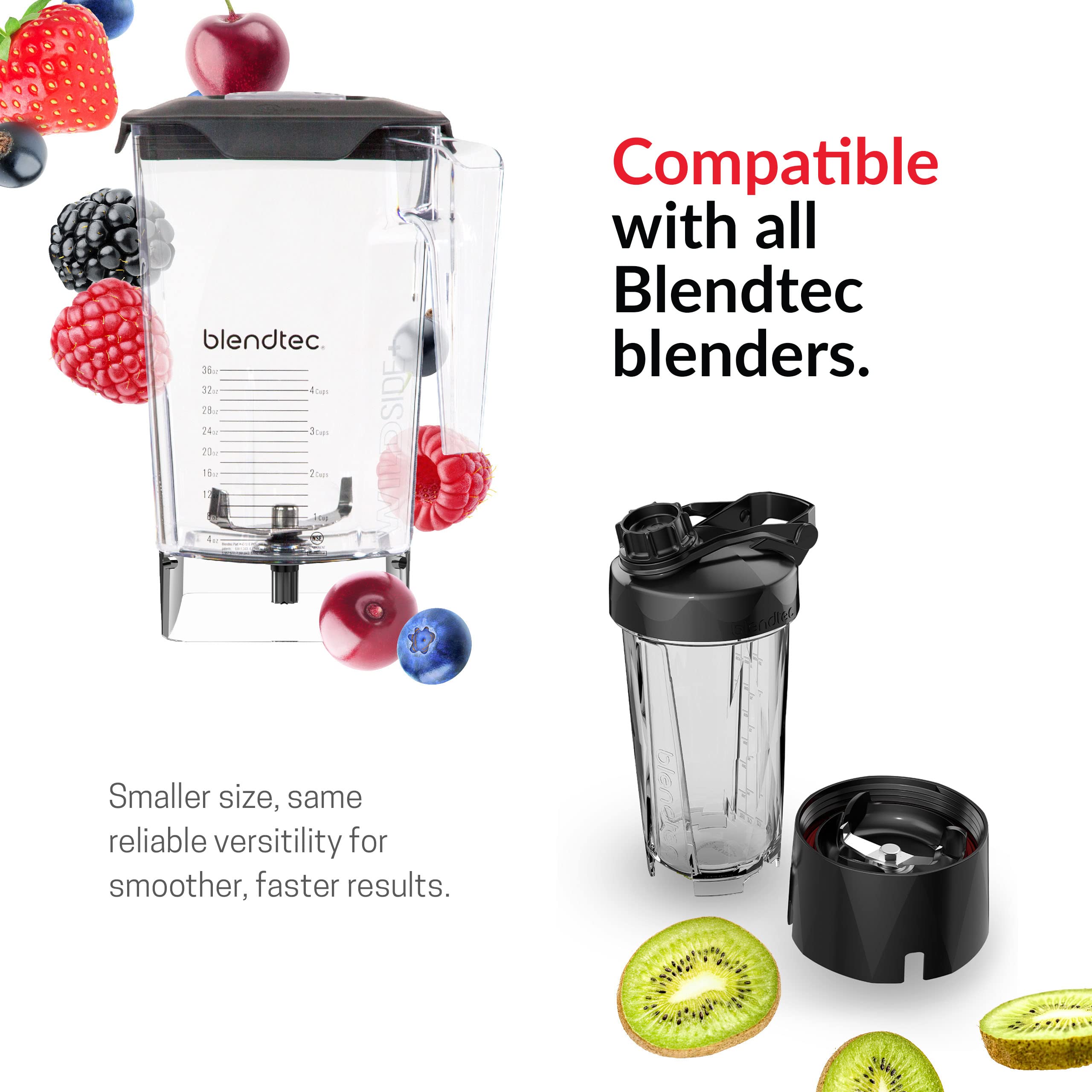 Blendtec WildSide+ jar lid vented for adding ingredients and pressure release.