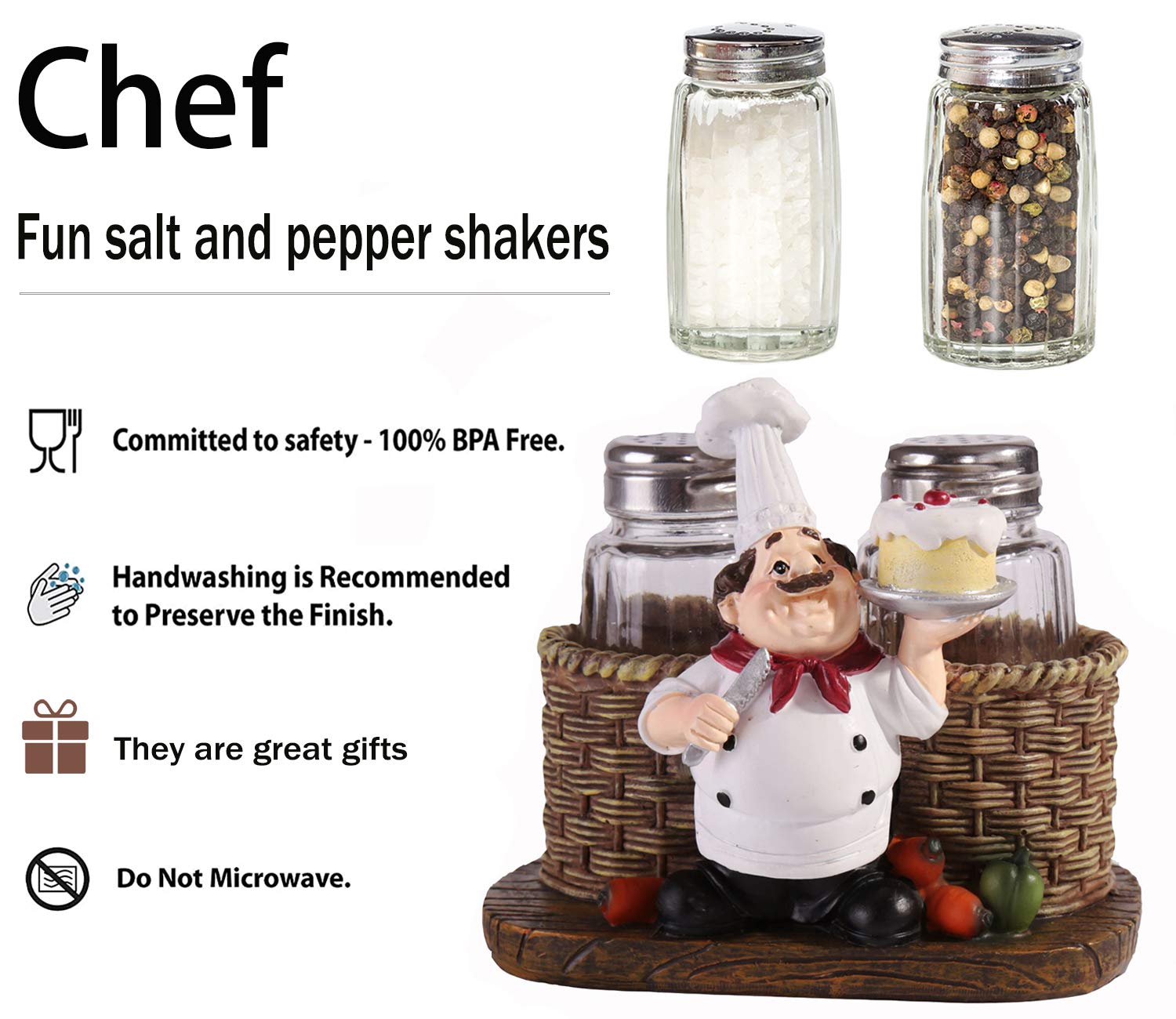 Blessed Family sitting chef decorative statue adds charm to kitchen decor.