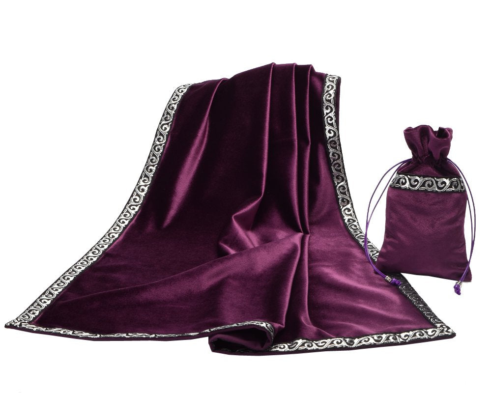 Blessume altar tarot table cloth in velvet purple for ceremonial readings.