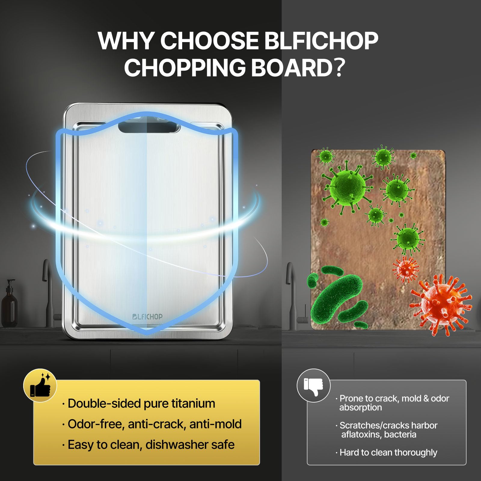 Blfichop titanium board is dishwasher safe for easy cleaning.