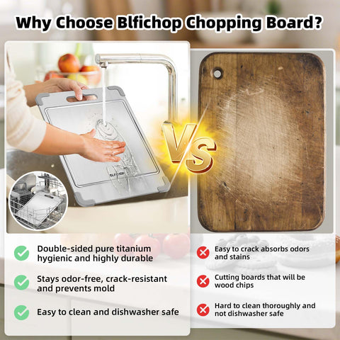 Blfichop dishwasher-safe cutting board for easy cleaning after cooking.