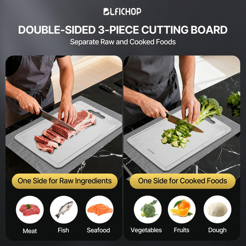 Blfichop titanium cutting board double-sided for meat prep and seafood.