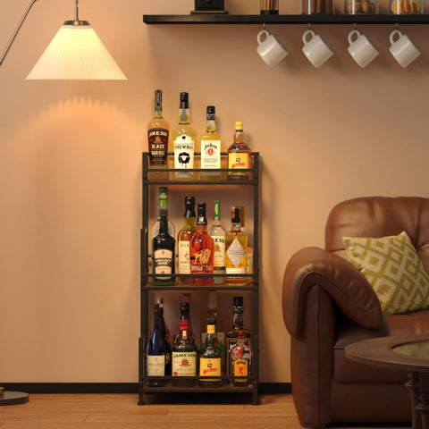 Bliesosfud liquor stand with fence protection securely holds bottles on display.