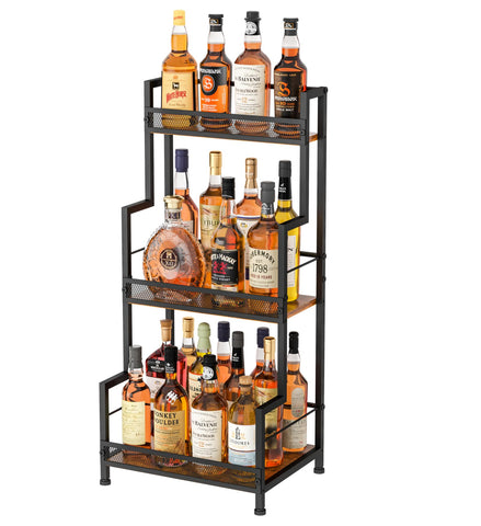 Bliesosfud trapezoid liquor stand front view neatly displays bottles for easy selection.