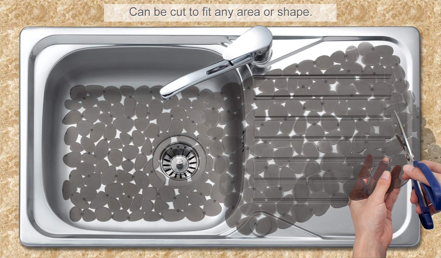 Bligli Pebble Sink Mat bottom-protection shields stainless steel and ceramic surfaces from scratches.