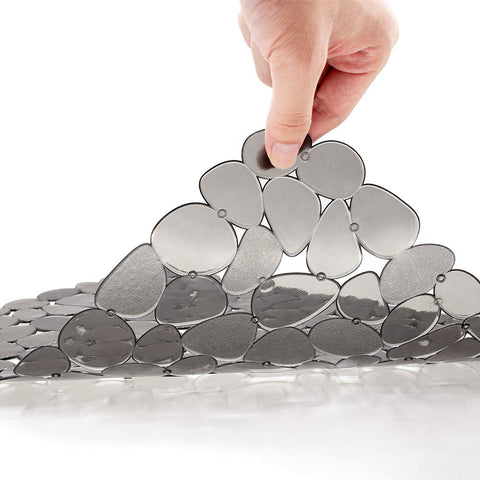 Bligli Pebble Sink Mat cut-to-fit demonstrates customizable coverage for any sink area.