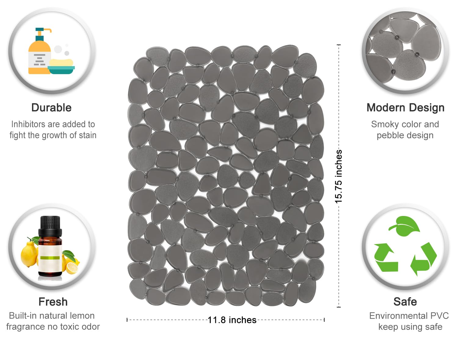 Bligli Pebble Sink Mat for dishes-drying enables quick water drainage and air drying.