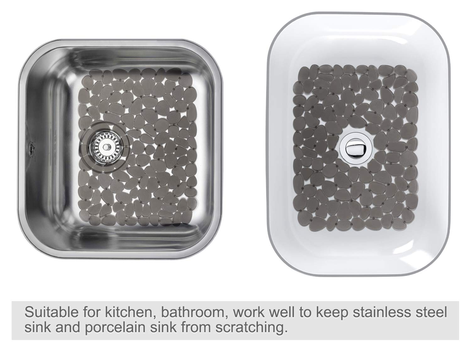 Bligli Pebble Sink Mat soft-cushion feel protects glassware on impact.