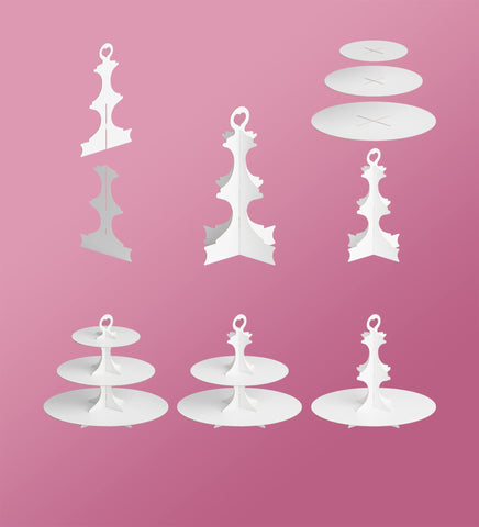Blissur Cupcake Stand Tower close-up shows white finish and clean lines