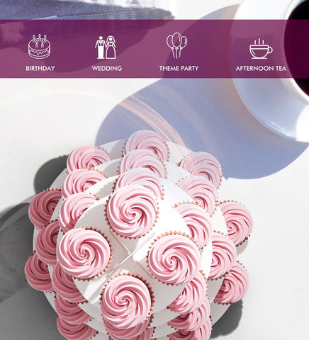 Blissur disposable cupcake stand easy to wipe clean and reuse for events.
