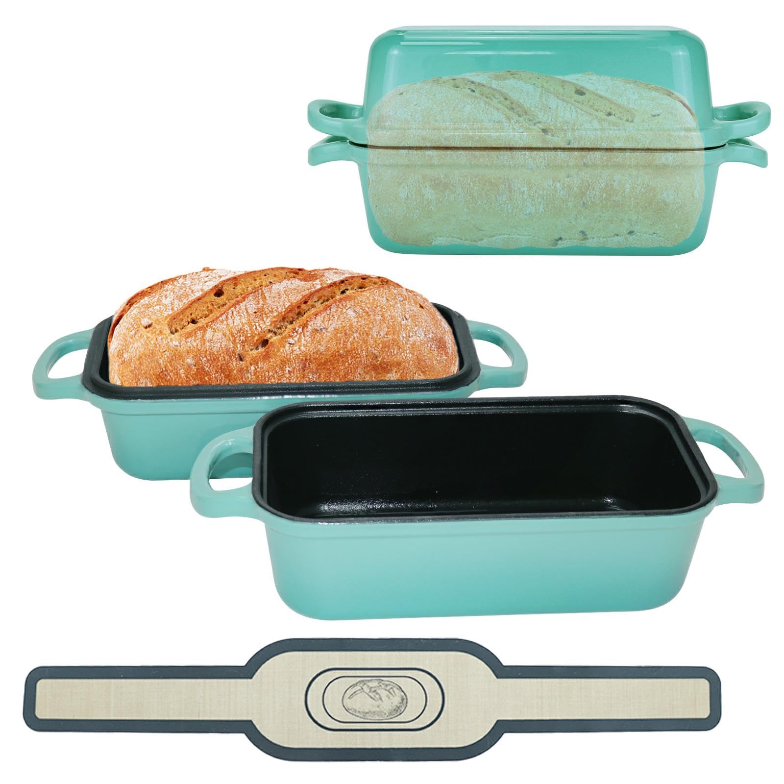 Blisswave cast-iron bread pan with lid showing sturdy design for even baking