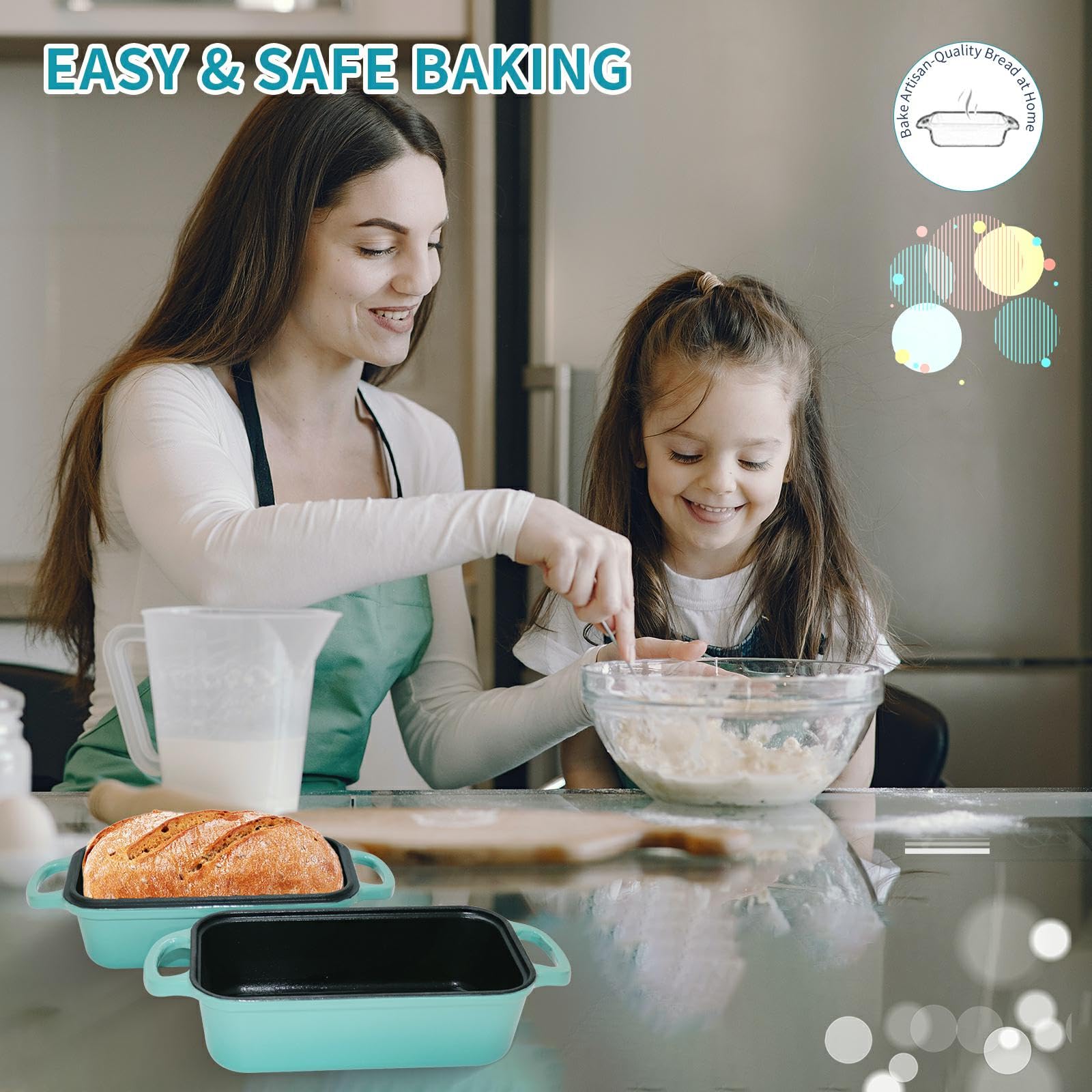 Blisswave lake-blue cast-iron pan with vibrant enamel finish