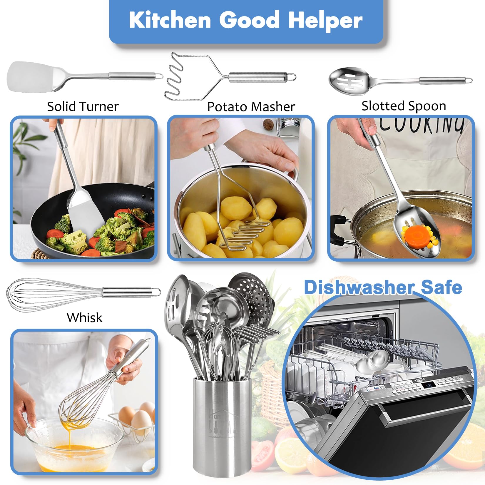 Blithely 11-piece set with holder is built for high-heat cooking.