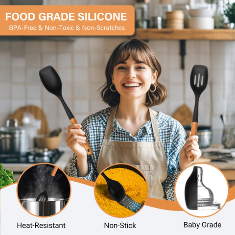 Blithely heat-resistant spoons withstand high temps for searing and simmering.