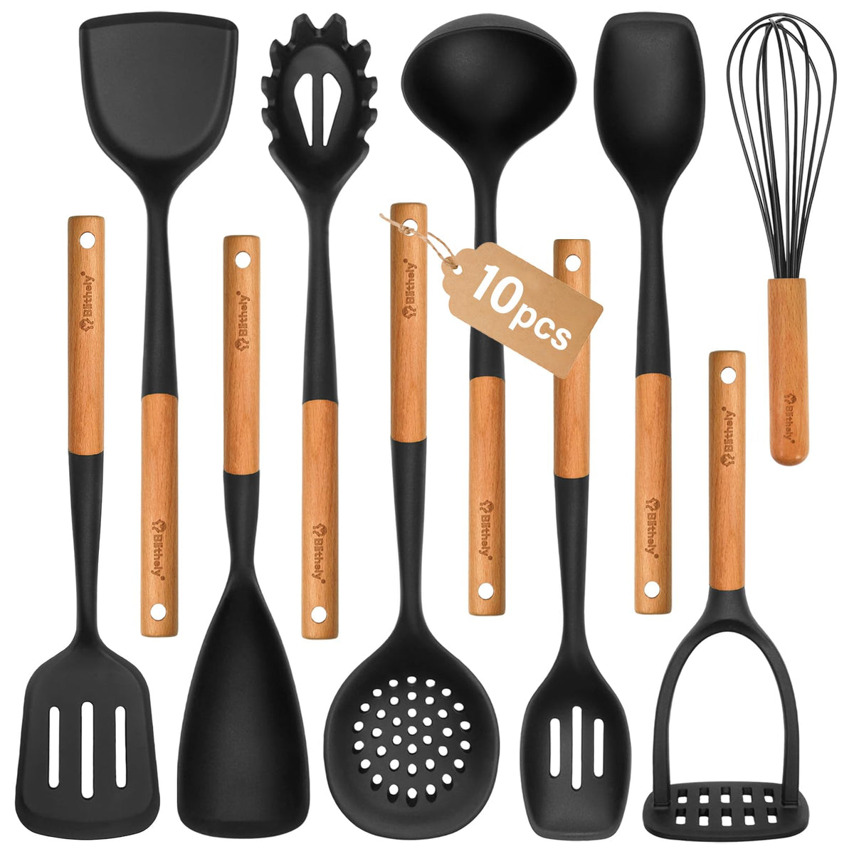 Blithely solid spoon silicone tool, gentle on nonstick pans for precise stirring.