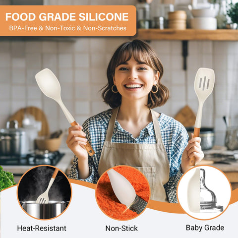 Blithely nonstick silicone kitchen tools protect cookware during cooking