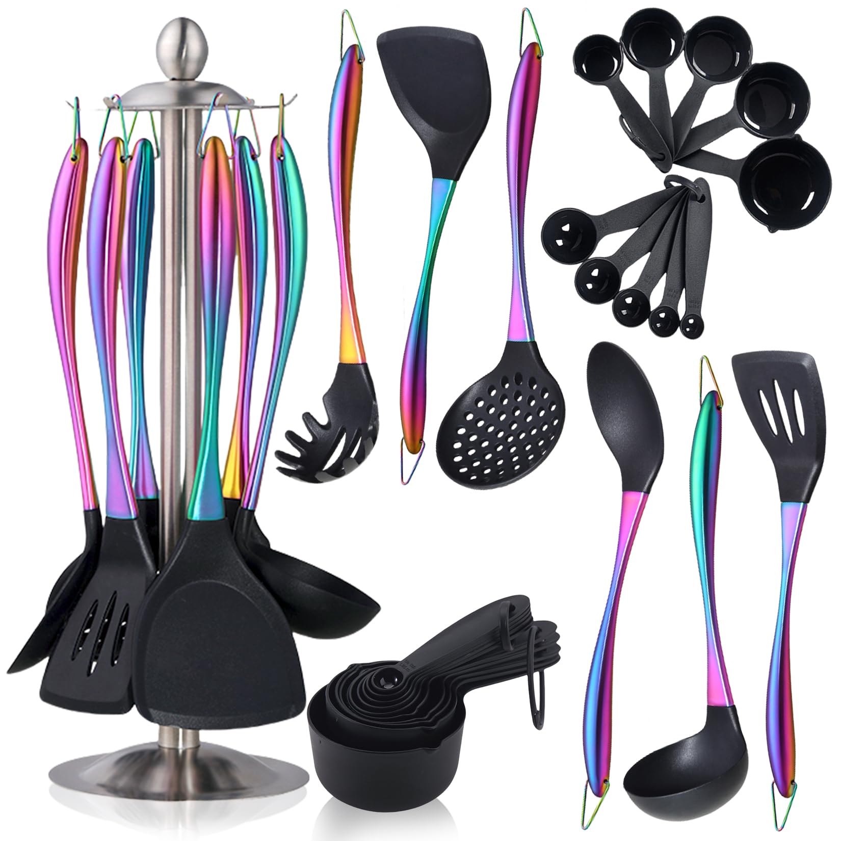 Blithely silicone utensils with rotatable holder organize your kitchen