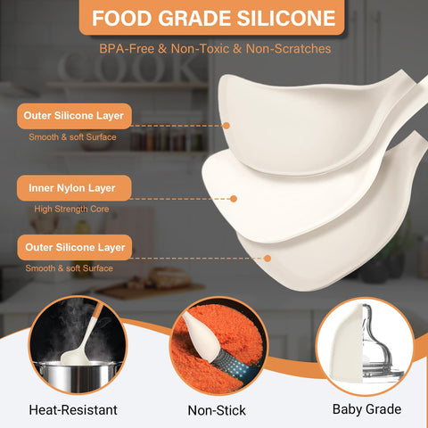 Blithely silicone spatula and solid spoon protect nonstick cookware