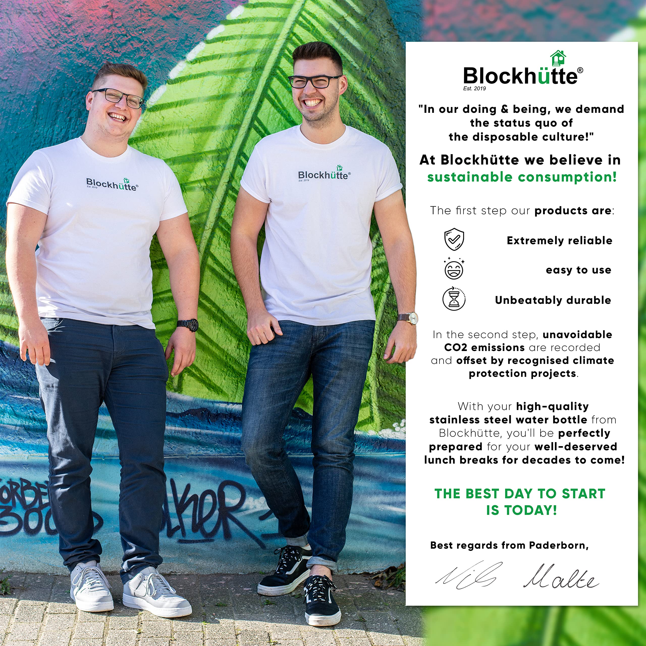 Blockhütte 34 oz bottle designed for easy pouring and comfortable grip