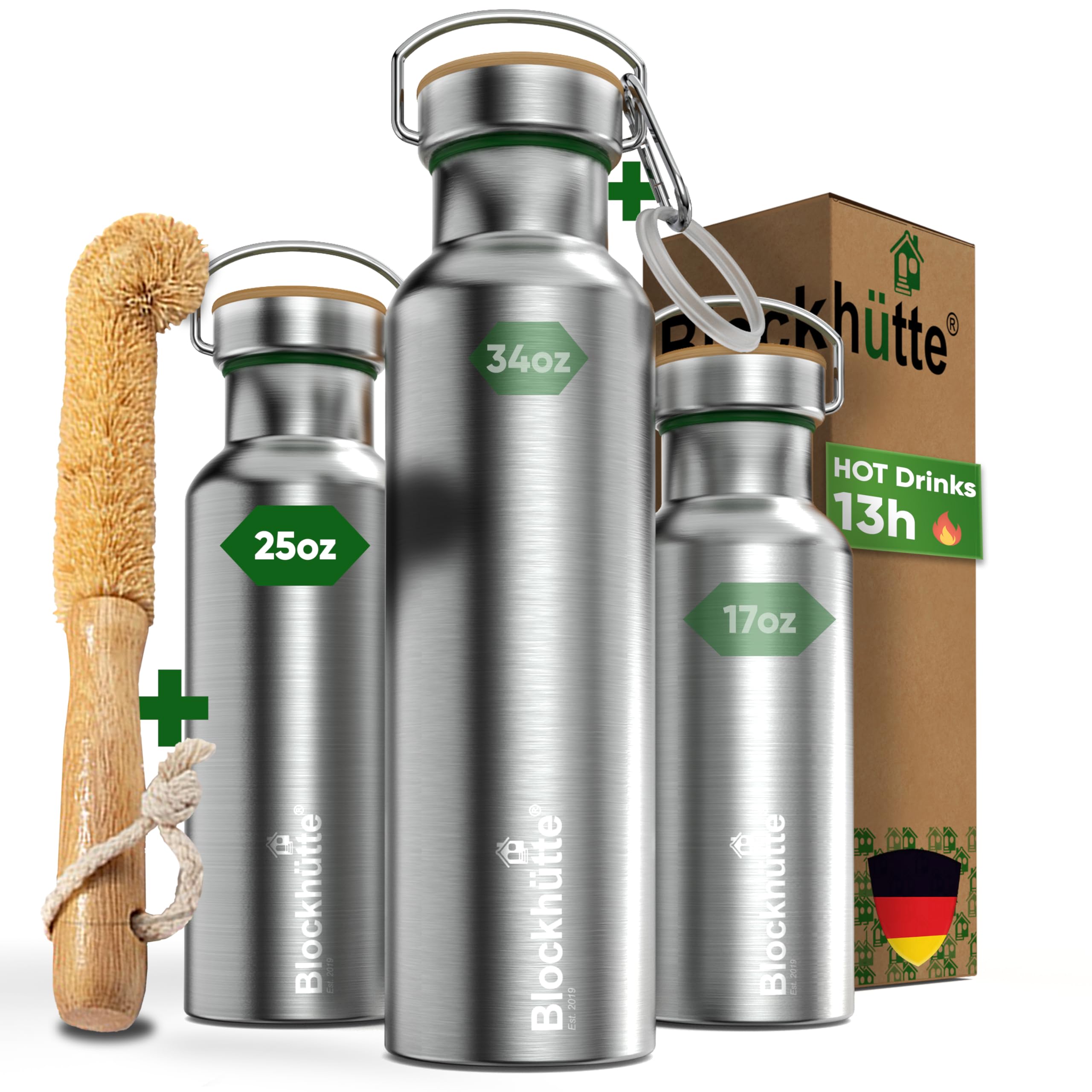 Blockhütte 25 oz vacuum bottle with wide mouth for easy filling and sipping