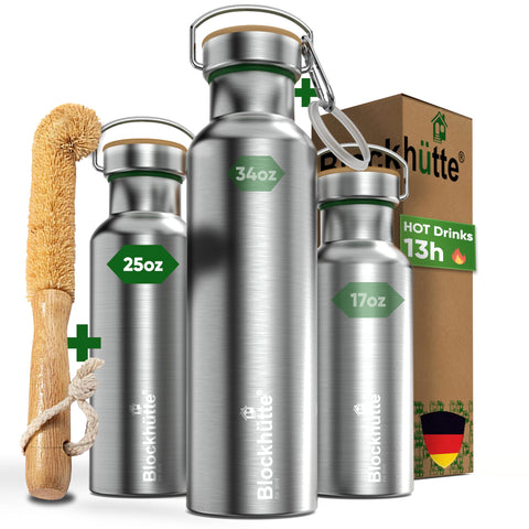 Blockhütte 25 oz vacuum bottle with wide mouth for easy filling and sipping